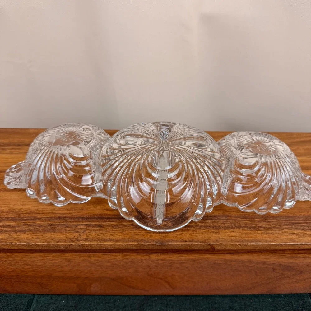 Cambridge Glass Caprice Clear 4 Part Divided Shell Relish Dish Serving Tray 13
